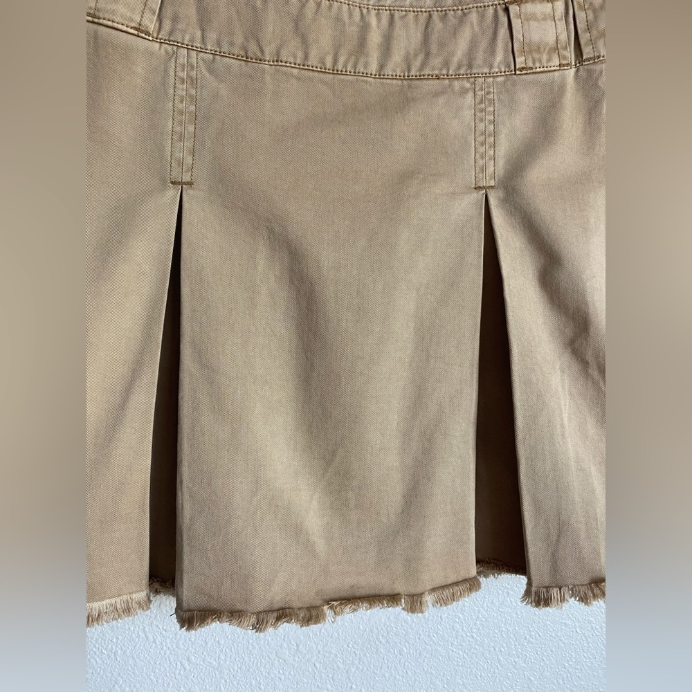 Free People - Khaki Pleated Mini Skirt - Size 8 - Picture 6 of 10